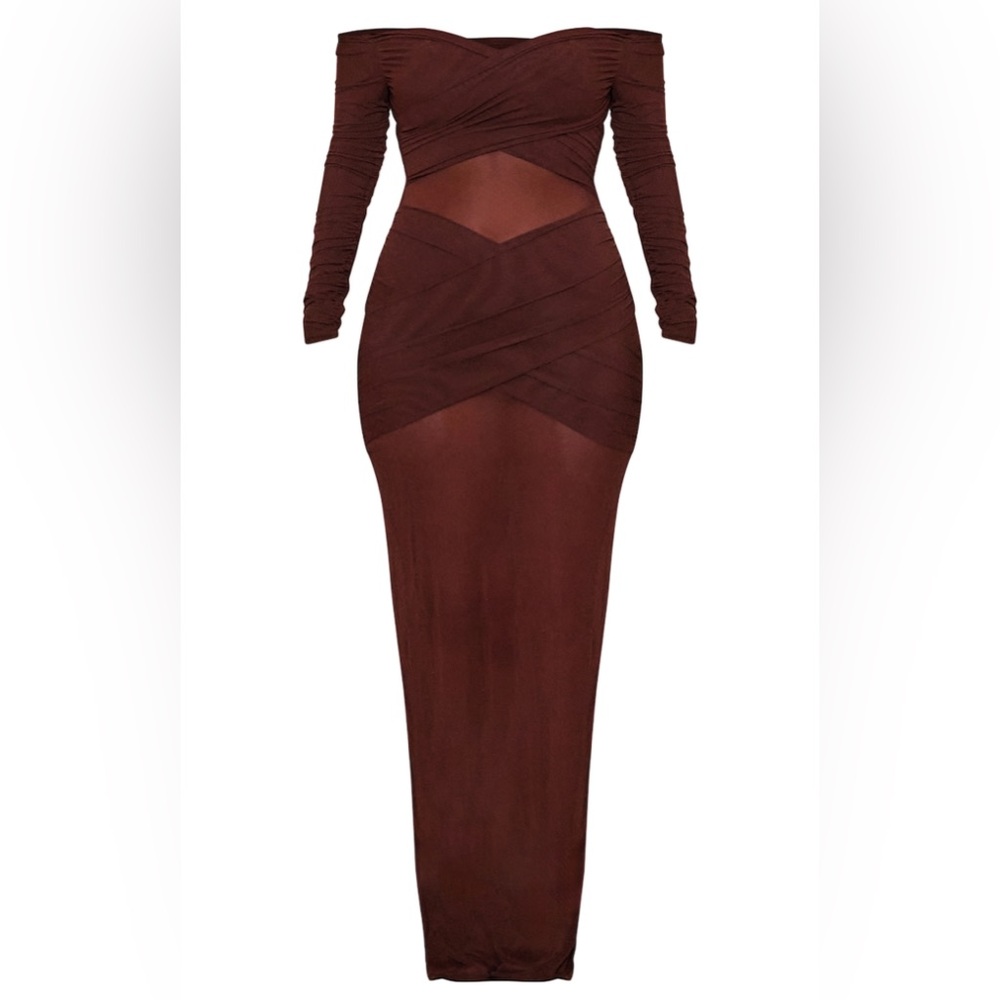 Elegant Brown Long Sleeve Dress